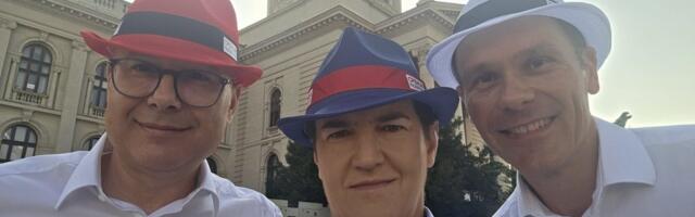 Sa šeširima u boji Srbije: Brnabić, Vučević i Mali pozvali građane na skup 27. juna u Beogradu (FOTO)