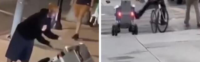 Skinuo nogu sa pedale da bi šutnuo robota, drugi ga samo oborio na asfalt: Tehnologija meta napada na ulici