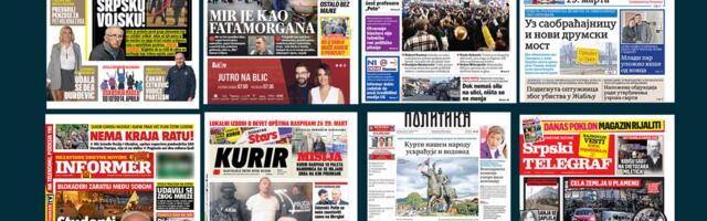 NASLOVNE STRANE SUTRAŠNJIH NOVINA: Prelistavanje štampe za utorak, 24. februar 2026. godine