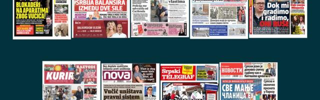 NASLOVNE STRANE SUTRAŠNJIH NOVINA: Prelistavanje štampe za nedelju, 14. decembar 2025. godine