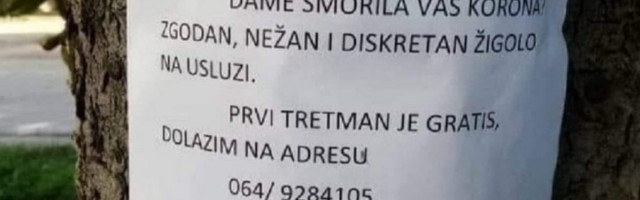 Neslana šala ili oglas? Žigolo spasava od korone, "proba" gratis