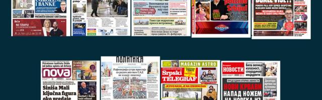 NASLOVNE STRANE SUTRAŠNJIH NOVINA: Prelistavanje štampe za ponedeljak, 1. decembar 2025. godine
