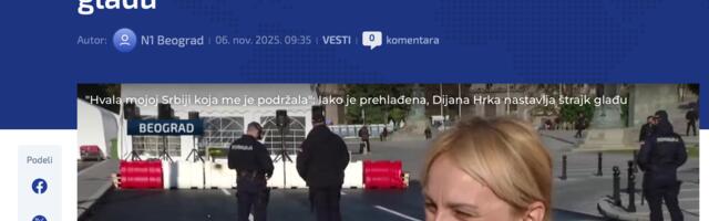 Dijana Hrka prehlađena, ali nastavlja štrajk glađu: Hvala onima koji su me podržali