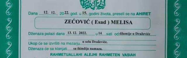 Danas dženaza tragično nastradaloj djevojčici – Iza nje ostali otac, majka i brat