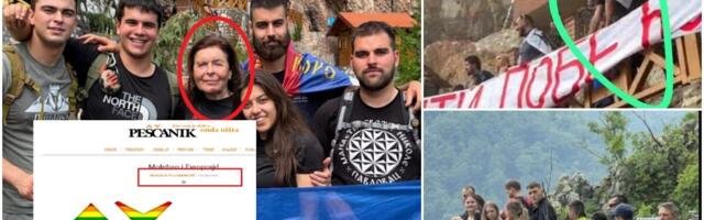 BLOKADERI OSKRNAVILI ISPOSNICU SVETOG SAVE!  Monasi i građani gradili - blokaderi upali samo da bi raširili politički transparent, POSVAĐALI SE I SA MONASIMA!