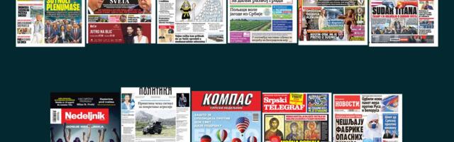 NASLOVNE STRANE SUTRAŠNJIH NOVINA: Prelistavanje štampe za četvrtak, 14. maj 2026. godine