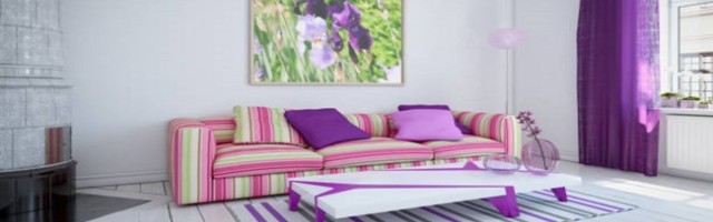 Ljubičasta boja kao idealan izbor za dekoraciju dnevne sobe
