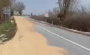 NESVAKIDAŠNJA SITUACIJA NA DEONICI KOD VRŠCA: Prosulo se žito iz kamiona po putu, vozačima se savetuje dodatan oprez (VIDEO)