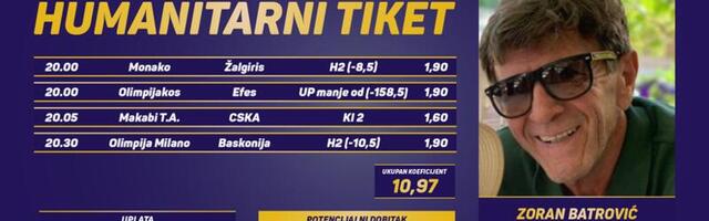 Humanitarni tiket u podne: Zoran Batrović tipuje za Udruženje roditelja dece ometene u razvoju – URDOR