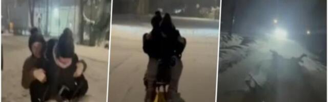 Uznemirujući snimak! Tinejdžerke se sankaju, a onda ih GAZI automobil! Čulo se samo "EJ, STANI!"