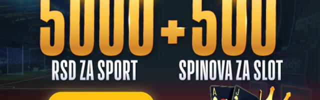 NAJVEĆI BONUS DOBRODOŠLICE: Registruj se i osvoji 5.000 RSD + 500 POKLON SPINOVA!