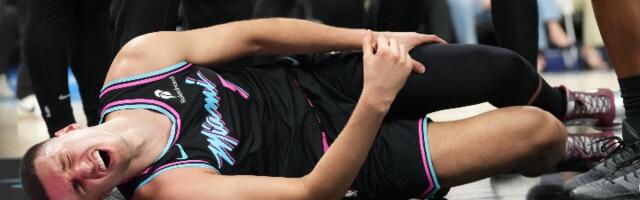 (VIDEO) Muk u hali, povredio se Nikola Jović: Krenuo na zakucavanje, pa završio na parketu