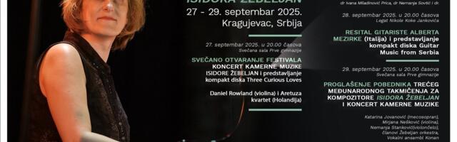 Treći Međunarodni festival Isidora Žebeljan u Kragujevcu