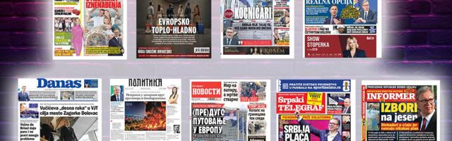 NASLOVNE STRANE SUTRAŠNJIH NOVINA: Prelistavanje štampe za petak, 10. jul 2026. godine