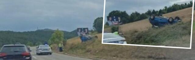 Autom naleteo na obalu, pa se prevrnuo na krov! Oprez, saobraćajka blizu Čajetine!