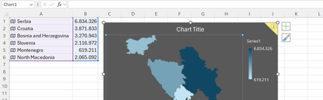 Excel geografija i popunjene mape