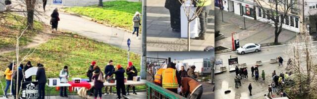 Bizaran performans blokadera u centru Beograda: Crveni fesovi i prasence (VIDEO)