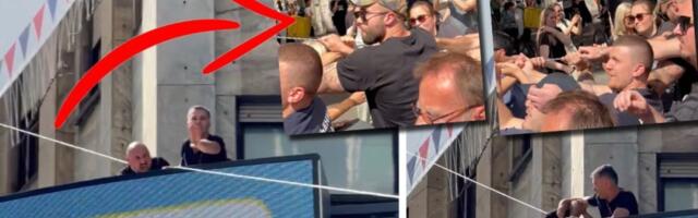 Huligan Savo divlja kod Palate Albanija: Sa blokaderima skidao plakat "Srbija pobeđuje" (VIDEO)