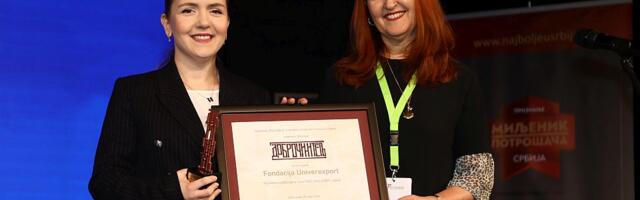 Fondacija Univerexport dobitnik priznanja "Dobročinitelj" za podršku obrazovanju i mladima