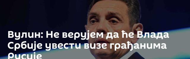 Вулин: Не верујем да ће Влада Србије  увести визе грађанима Русије