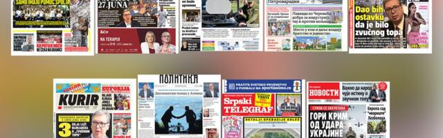 NASLOVNE STRANE SUTRAŠNJIH NOVINA: Prelistavanje štampe za ponedeljak, 22. jun 2026. godine