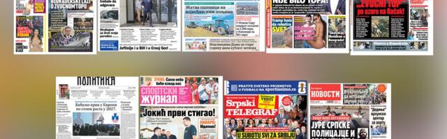 NASLOVNE STRANE SUTRAŠNJIH NOVINA: Prelistavanje štampe za utorak, 23. jun 2026. godine