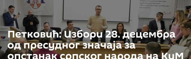 Петковић: Избори 28. децембра од пресудног значаја за опстанак српског народа на КиМ
