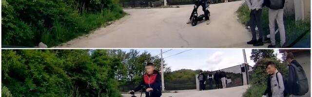 STRAVIČAN SNIMAK IZ NOVOG PAZARA: Dječak na trotinetu za dlaku izbegao udar