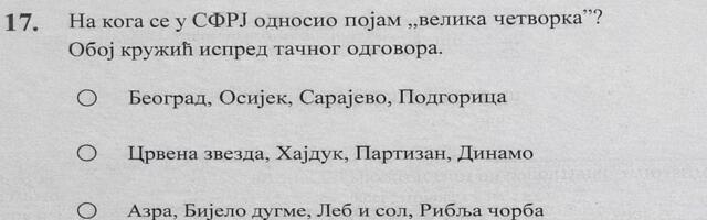 Isplivalo fenomenalno pitanje iz istorije na prijemnom ispitu za đake u Srbiji: Pominju se Zvezda, Partizan...