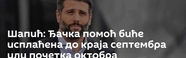 Шапић: Ђачка помоћ биће исплаћена до краја септембра или почетка октобра
