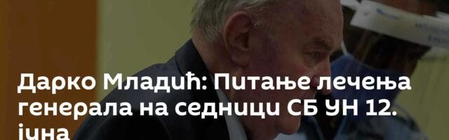 Дарко Младић: Питање лечења генерала на седници СБ УН 12. јуна