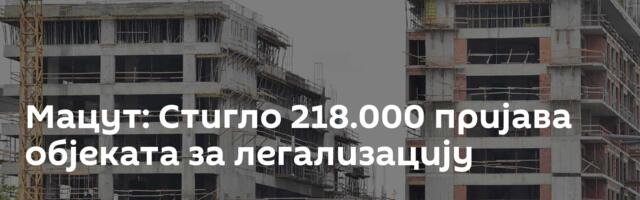 Мацут: Стигло 218.000 пријава објеката за легализацију