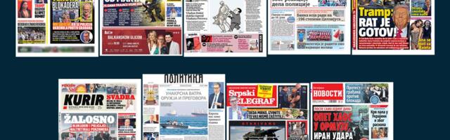 NASLOVNE STRANE SUTRAŠNJIH NOVINA: Prelistavanje štampe za nedelju, 19. april 2026. godine