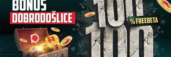 DOBRODOŠLICA KOJA SE NE PROPUŠTA – NOVI BONUS ZA NOVE PINNBET IGRAČE  100% freebet i 100 besplatnih spinova na samom početku nove avanture!