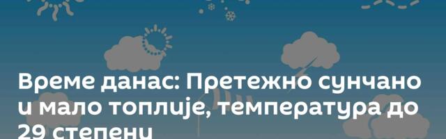 Време данас: Претежно сунчано и мало топлије, температура до 29 степени