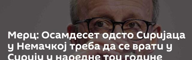 Мерц: Осамдесет одсто Сиријаца у Немачкој треба да се врати у Сирију у наредне три године