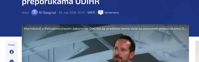 Marinković o Petrašinovićevim zakonima: Ovo što se predlaže nema veze sa preporukama ODIHR