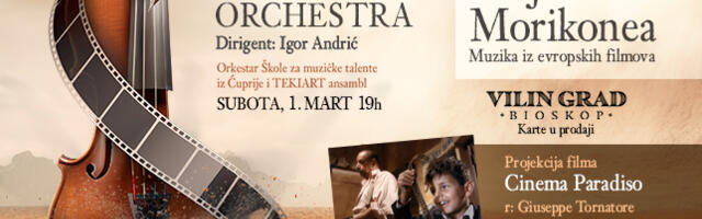 CinemaHarmony: Koncert filmske muzike Enija Morikonea i projekcija filma „Cinema Paradiso“ u bioskopu Vilin Grad